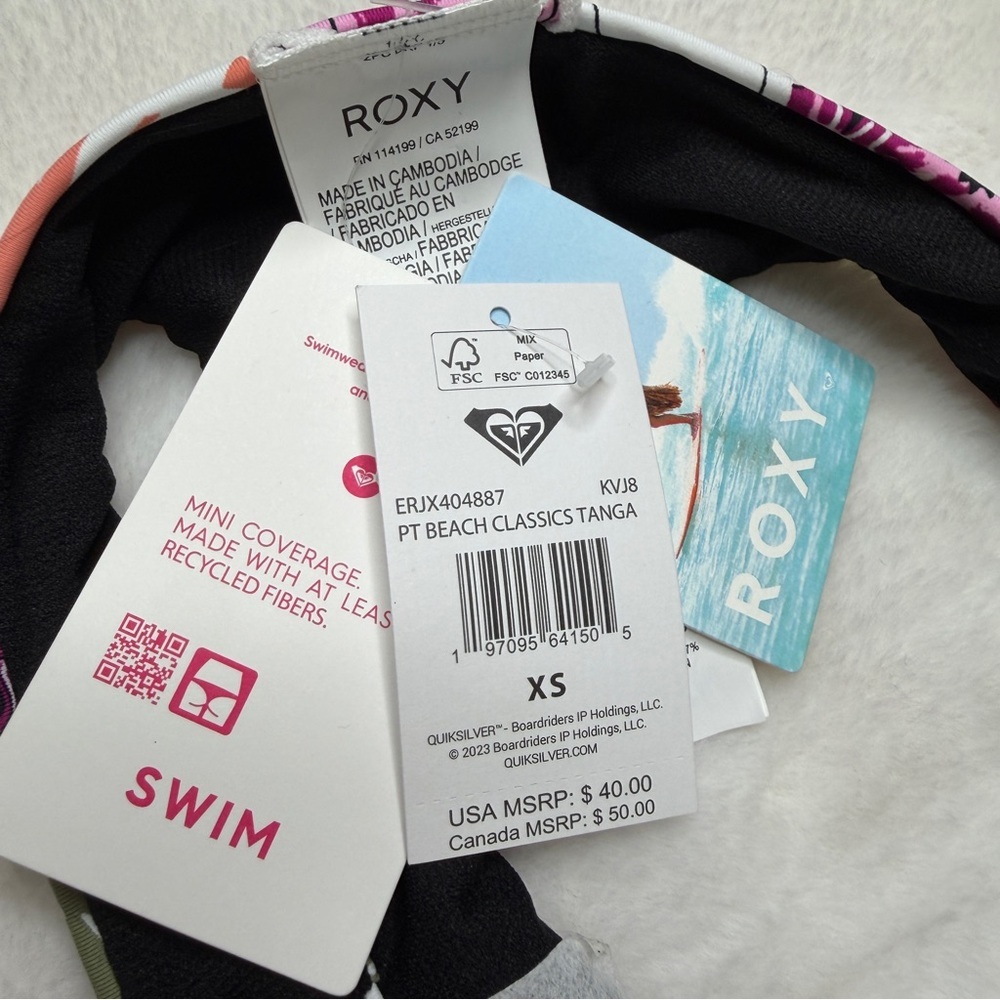 Volcom x Roxy Mixed Print Bikini Set Top M Bottom XS Reversible - Picture 8 of 10